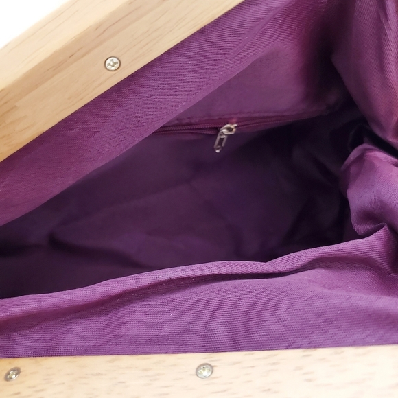 Stylish Women's Snakeskin Print Wooden Handle Clutch Crossbody - Picture 10 of 12